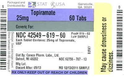 Label Image 25 mg (Topiramate 25 mg Label  42549)